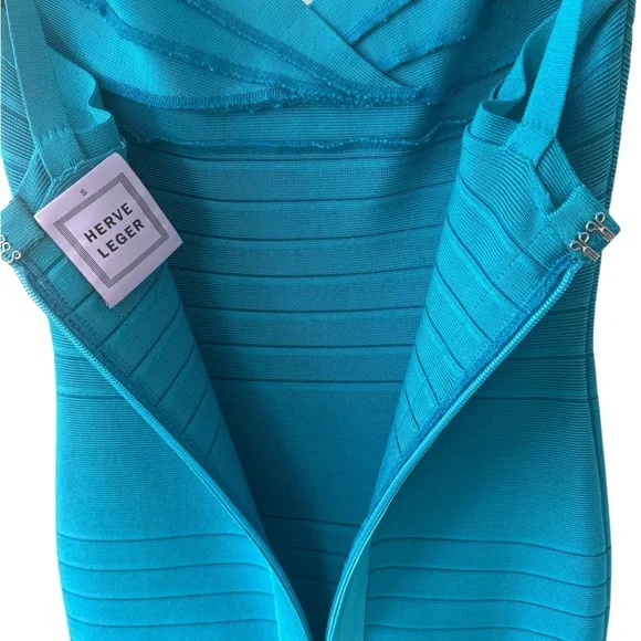 HERVE LEGER Vibrant Blue Mini Dress - Picture 5 of 14